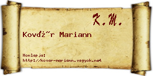 Kovár Mariann névjegykártya