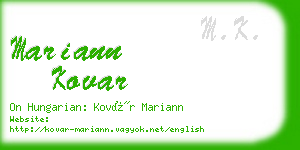 mariann kovar business card